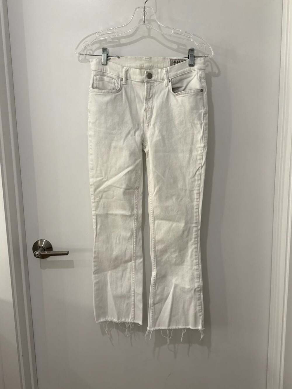 AllSaints Zoe Off-White Cropped Raw Hem Jeans